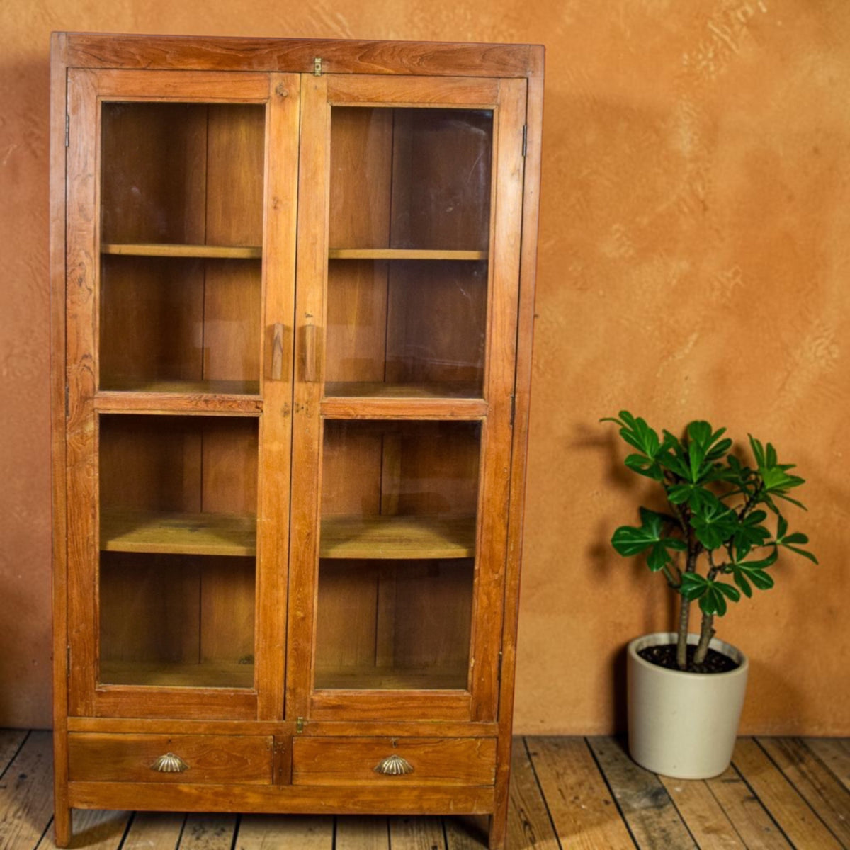 Vintage Rustic Wooden Housekeepers Cupboard Cabinet