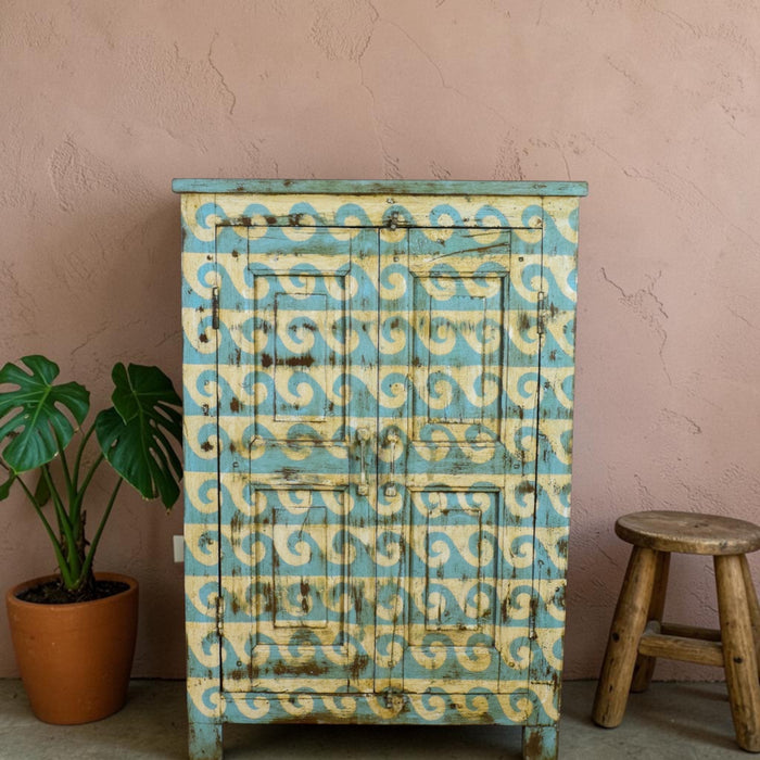 Vintage Hand-Painted Cupboard Cabinet