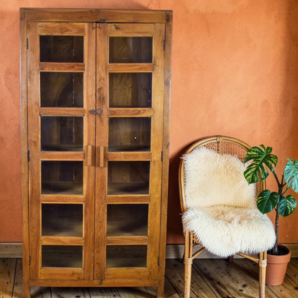 Vintage Rustic Wooden Cupboard Cabinet
