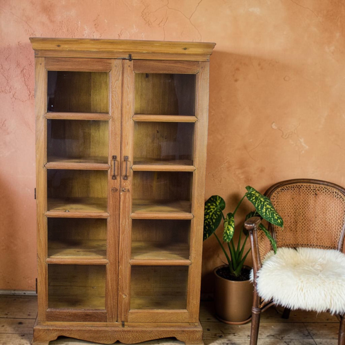 Vintage Rustic Wooden Cupboard Cabinet