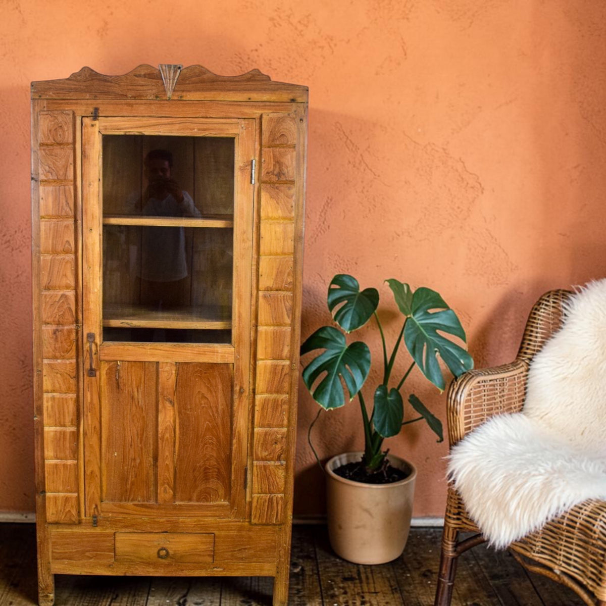 Vintage Rustic Wooden Cupboard Cabinet