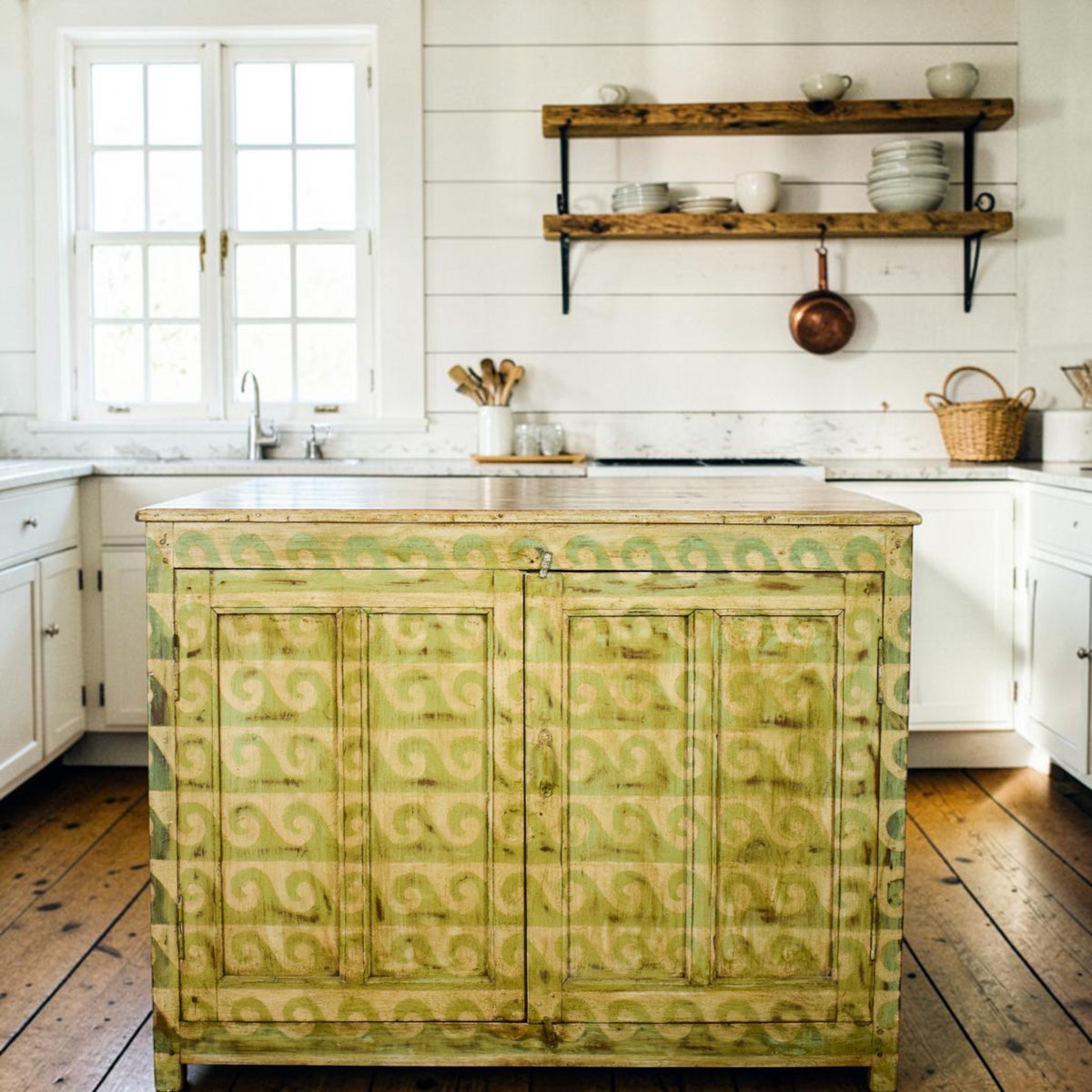 Vintage Painted Kitchen Island Cupboard Cabinet