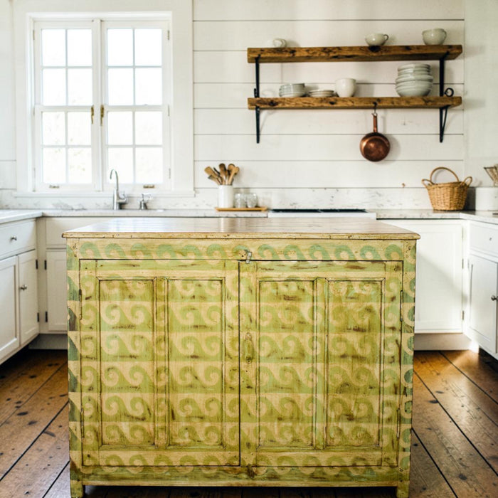 Vintage Painted Kitchen Island Cupboard Cabinet