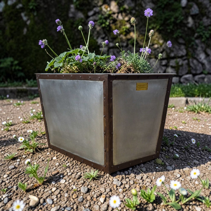 MILLWARDS® Handmade Vintage Style Galvanised Riveted Trough Planter - 64 cm